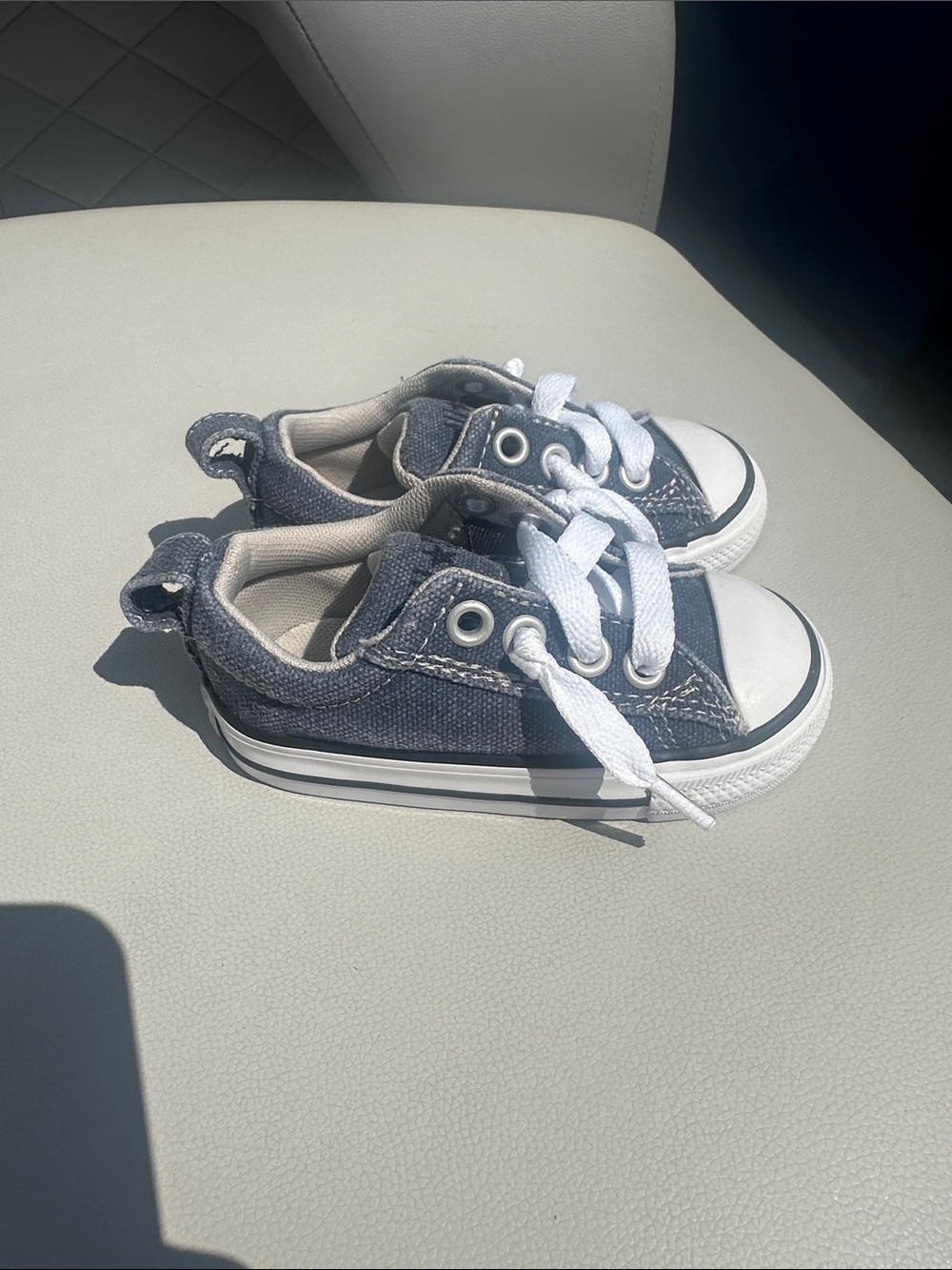 Converse Navy Canvas Kids Lace-Up Sneakers with White Accents